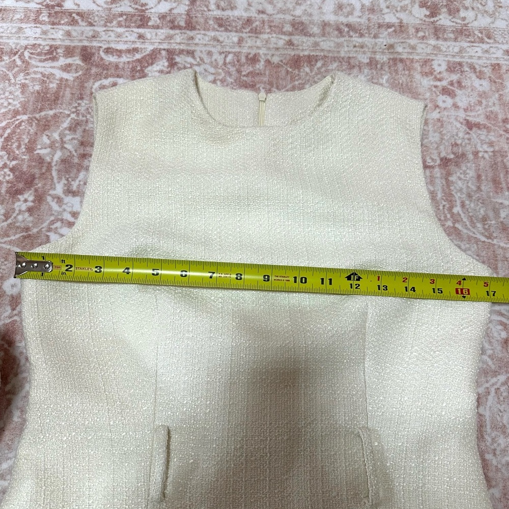 NWT Commense Tweed Pleated Cream Dress - Picture 8 of 14